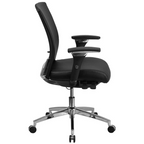 24/7 Ergonomic Executive Office Chair Black – Adjustable Lumbar, Synchro Tilt, Swivel Task Chair with Chrome Base