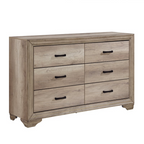 6 Drawer Wood Dresser Brown – Rustic Industrial Bedroom Storage Chest with Black Handles (58.5 Inch)