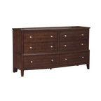 6 Drawer Wood Dresser Dark Cherry – Birch Veneer Bedroom Storage Chest with Metal Knobs (67 Inch)