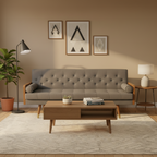 72-Inch Mid-Century Modern Fabric Sofa with Tufted Cushions and Tapered Wood Legs