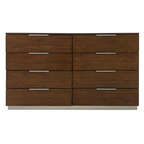 8 Drawer Wood Dresser Brown – Modern Walnut Finish Storage Chest with Chrome Handles (50 Inch)