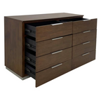 8 Drawer Wood Dresser Brown – Modern Walnut Finish Storage Chest with Chrome Handles (50 Inch)