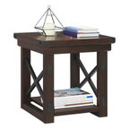 Ameriwood Home Wildwood End Table Espresso – Wood Veneer Side Table with Shelf & Metal Frame
