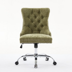 Chenille Tufted Swivel Office Chair Light Blue – Adjustable Vanity Desk Chair with Metal Base