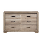 6 Drawer Wood Dresser Brown – Rustic Industrial Bedroom Storage Chest with Black Handles (58.5 Inch)