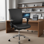 Ergonomic Black Executive Office Chair with Adjustable Lumbar Support, Synchro Tilt & Chrome Base