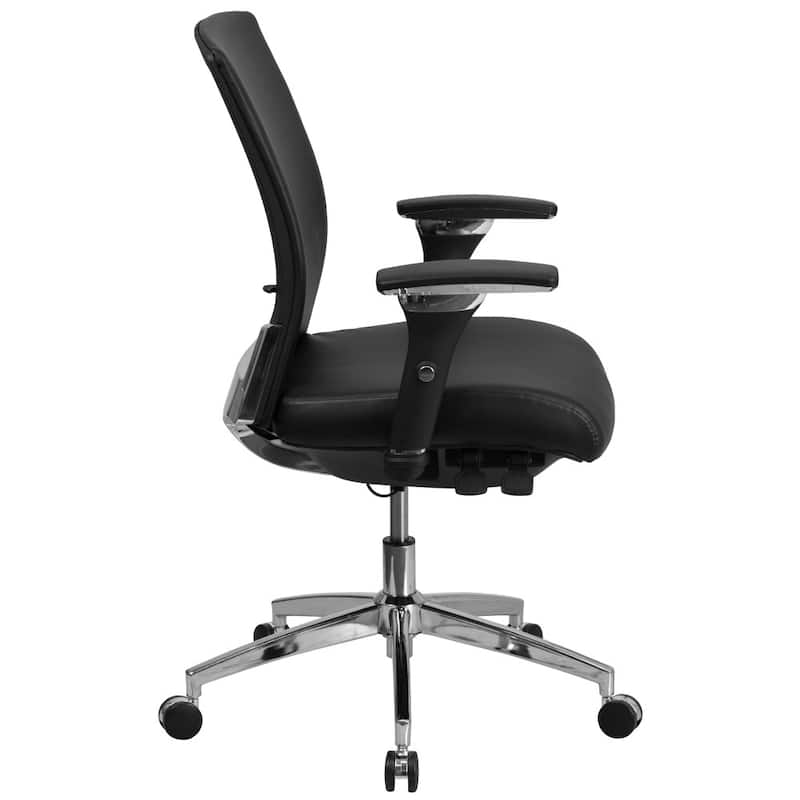 Ergonomic Black Executive Office Chair with Adjustable Lumbar Support, Synchro Tilt & Chrome Base