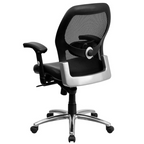 Ergonomic Black Mesh Executive Office Chair with Knee Tilt Mechanism, Adjustable Lumbar and Chrome Base