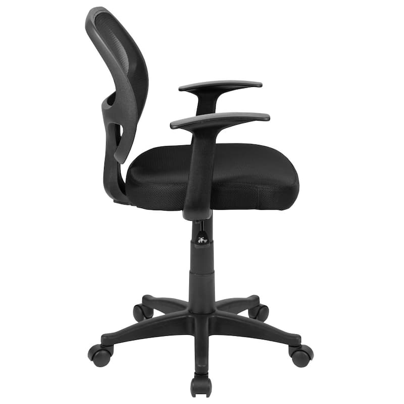 Ergonomic Black Mesh Office Chair with Lumbar Support, Adjustable Height & Swivel T-Arms