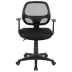 Ergonomic Black Mesh Office Chair with Lumbar Support, Adjustable Height & Swivel T-Arms