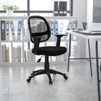 Ergonomic Black Mesh Office Chair with Lumbar Support, Adjustable Height & Swivel T-Arms