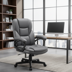 Ergonomic High-Back Executive Office Chair in Brown – Height Adjustable Swivel Desk Seat with Rolling Casters