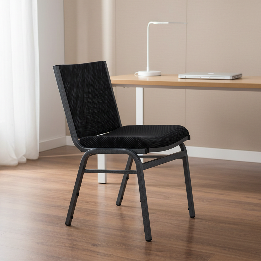 Extra-Wide Fabric Reception Stack Chair with Reinforced Steel Frame – 1000 lb Capacity Armless Design