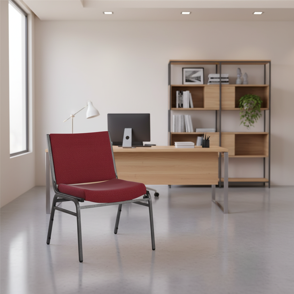 Extra-Wide Fabric Reception Stack Chair with Reinforced Steel Frame – 1000 lb Capacity Armless Design