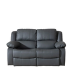 Grey Leather 2-Seater Recliner Sofa with Dual Manual Reclining Motion