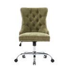 Light Blue Chenille Tufted Swivel Office Chair with Height Adjustable Metal Base