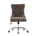 Light Blue Chenille Tufted Swivel Office Chair with Height Adjustable Metal Base