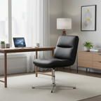Mid-Back Upholstered Swivel Task Chair – Height Adjustable Armless Commercial Desk Seat