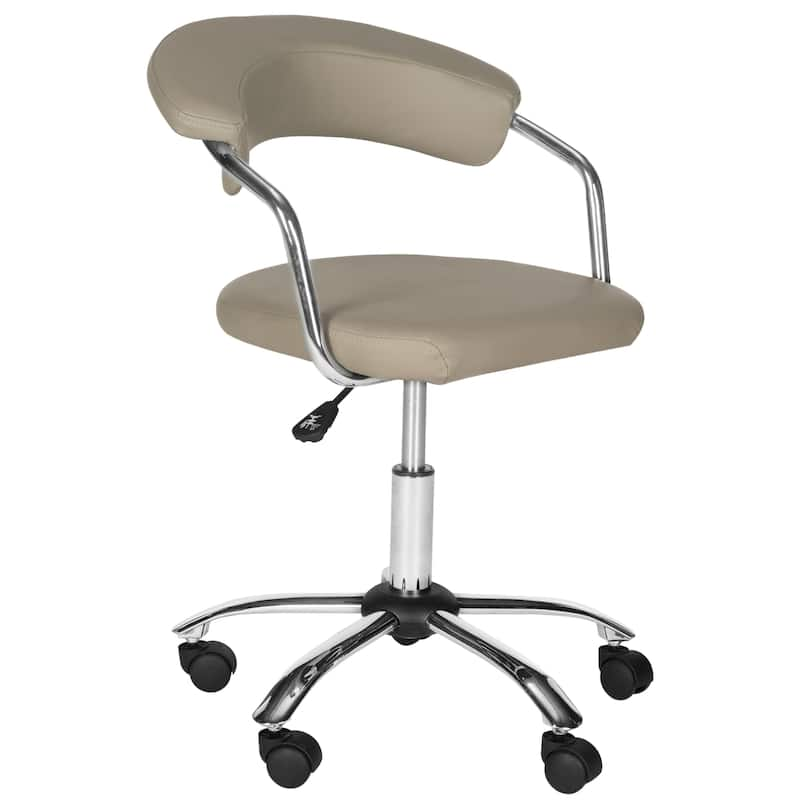 Modern Grey Faux Leather Swivel Office Chair with Adjustable Height and Chrome Base
