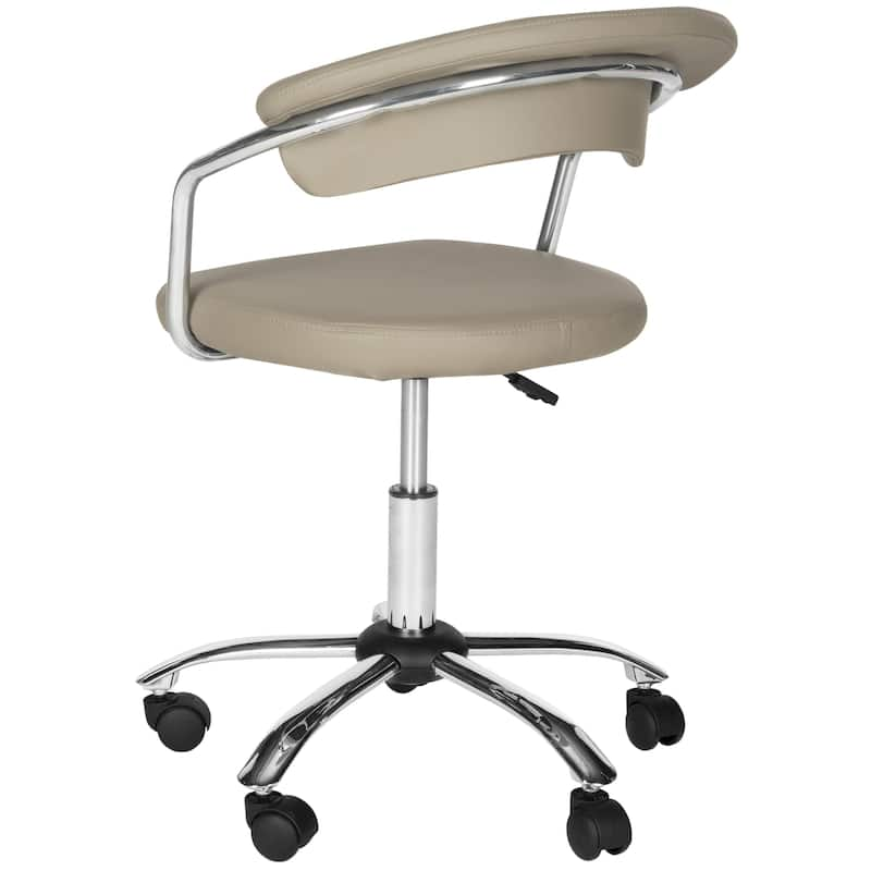 Modern Grey Faux Leather Swivel Office Chair with Adjustable Height and Chrome Base