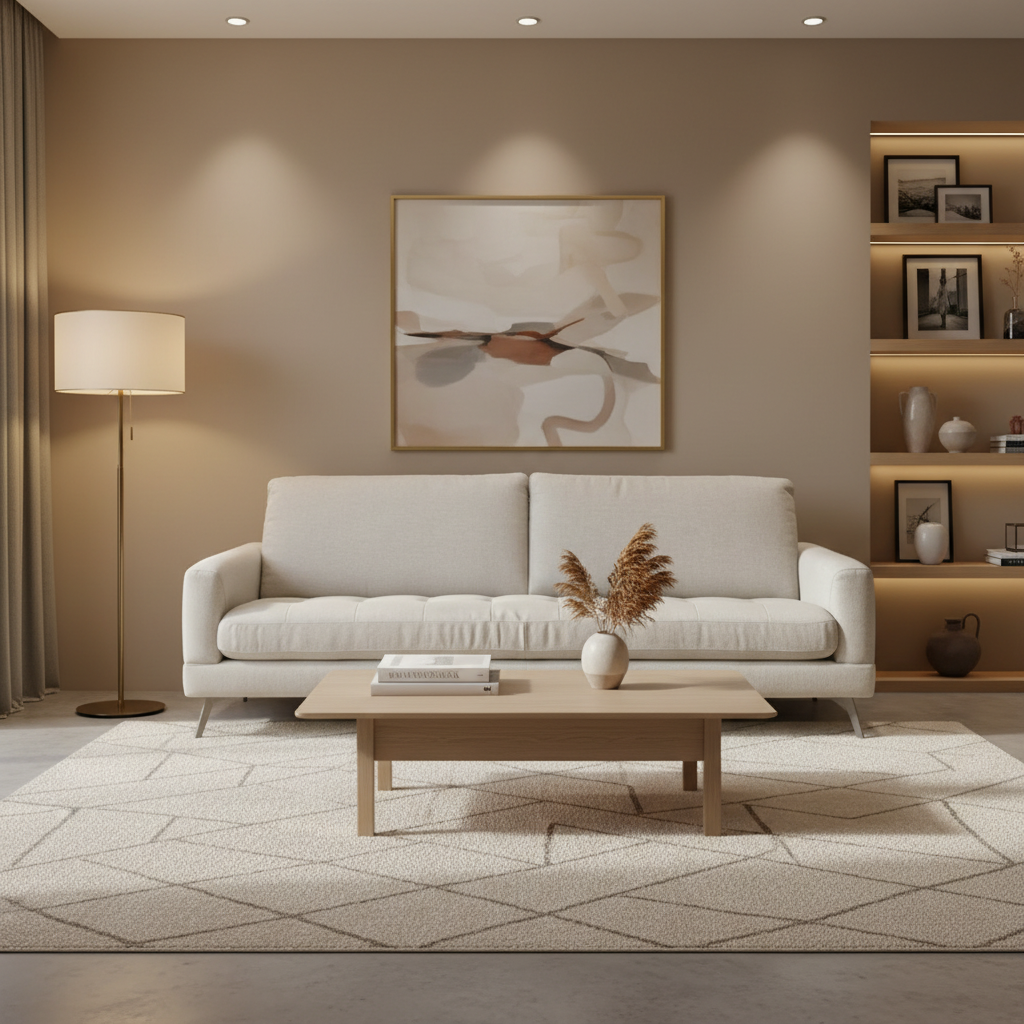 Modern Upholstered 89 Inch Fabric Sofa – Contemporary Deep-Seat Couch