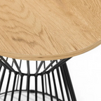 Small Round Oak Effect Side Table – 40cm Industrial End Table with Black Metal Base
