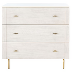 Titta 3 Drawer Dresser White – Modern Wood Bedroom Storage Chest with Gold Handles (36 Inch)