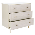 Titta 3 Drawer Dresser White – Modern Wood Bedroom Storage Chest with Gold Handles (36 Inch)
