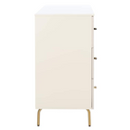 Titta 3 Drawer Dresser White – Modern Wood Bedroom Storage Chest with Gold Handles (36 Inch)